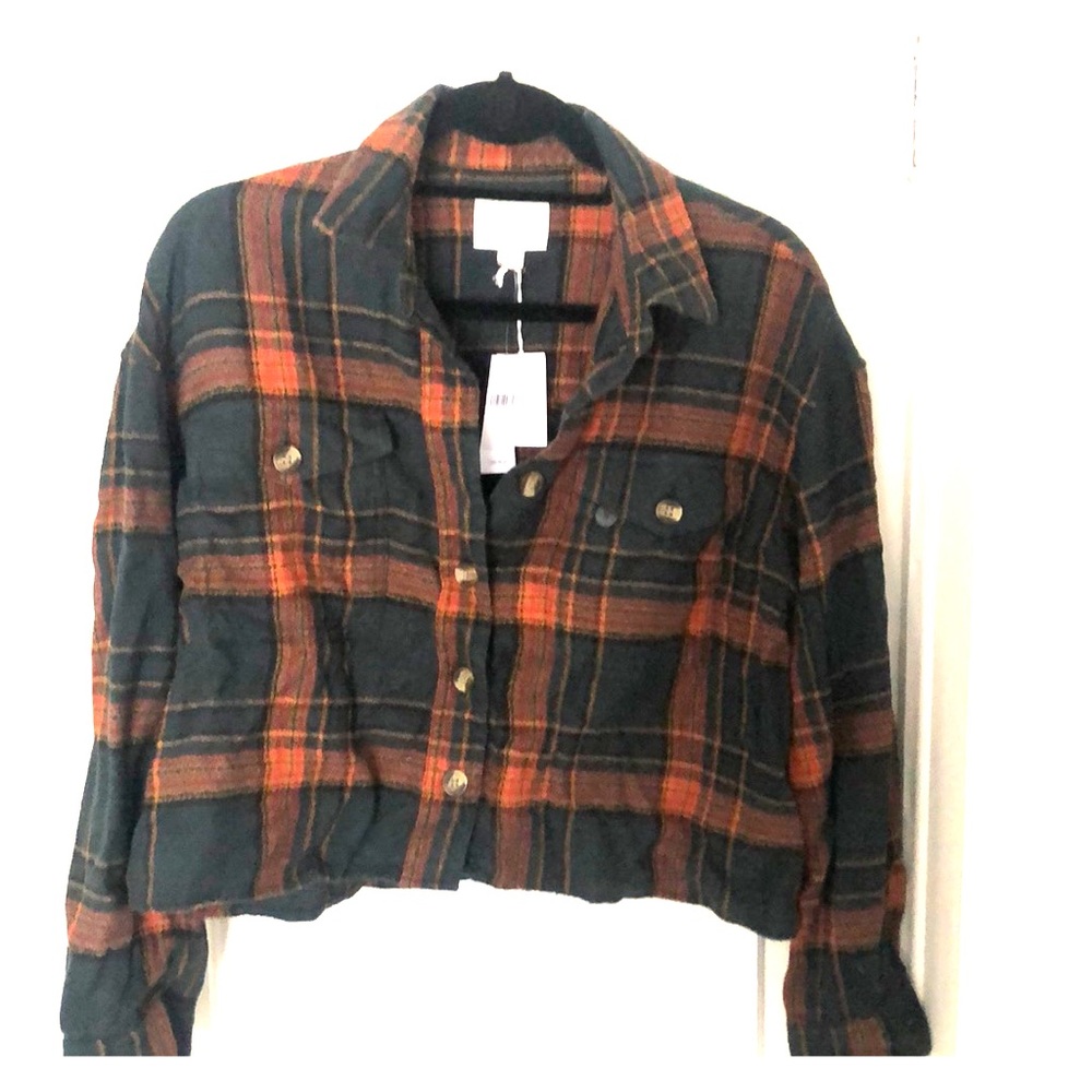 American Eagle cropped flannel
